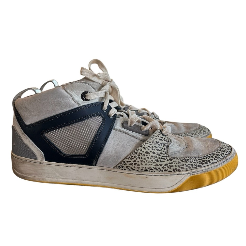 Lanvin‎ Sneakers Size 9 Men's High Top Designer Leather Rubber Soles Cheetah